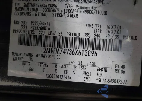 2006 Mercury Grand Marquis Gs z USA, uszkodzony, nr VIN 2MEFM74V36X613896